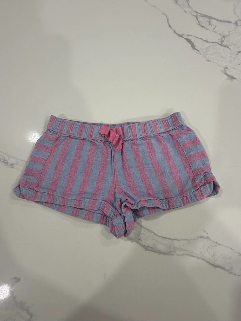 Vineyard Vines Girls Linen Cotton Striped Pull On Shorts Blue Pink 3T